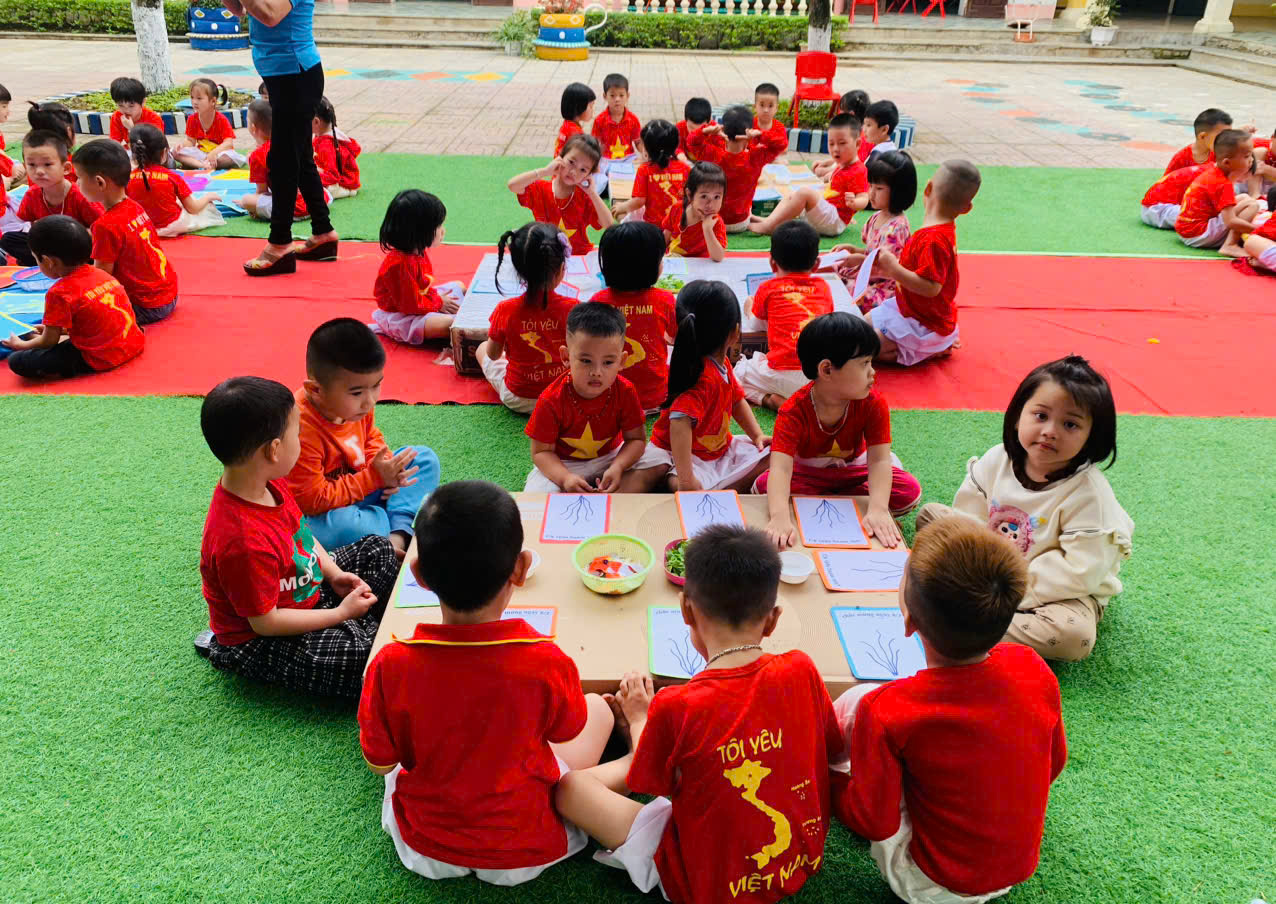 hoạt động trải nghiệm làm thiệp tặng bà và mẹ ngày 8/3/ 2025 lớp nhỡ A